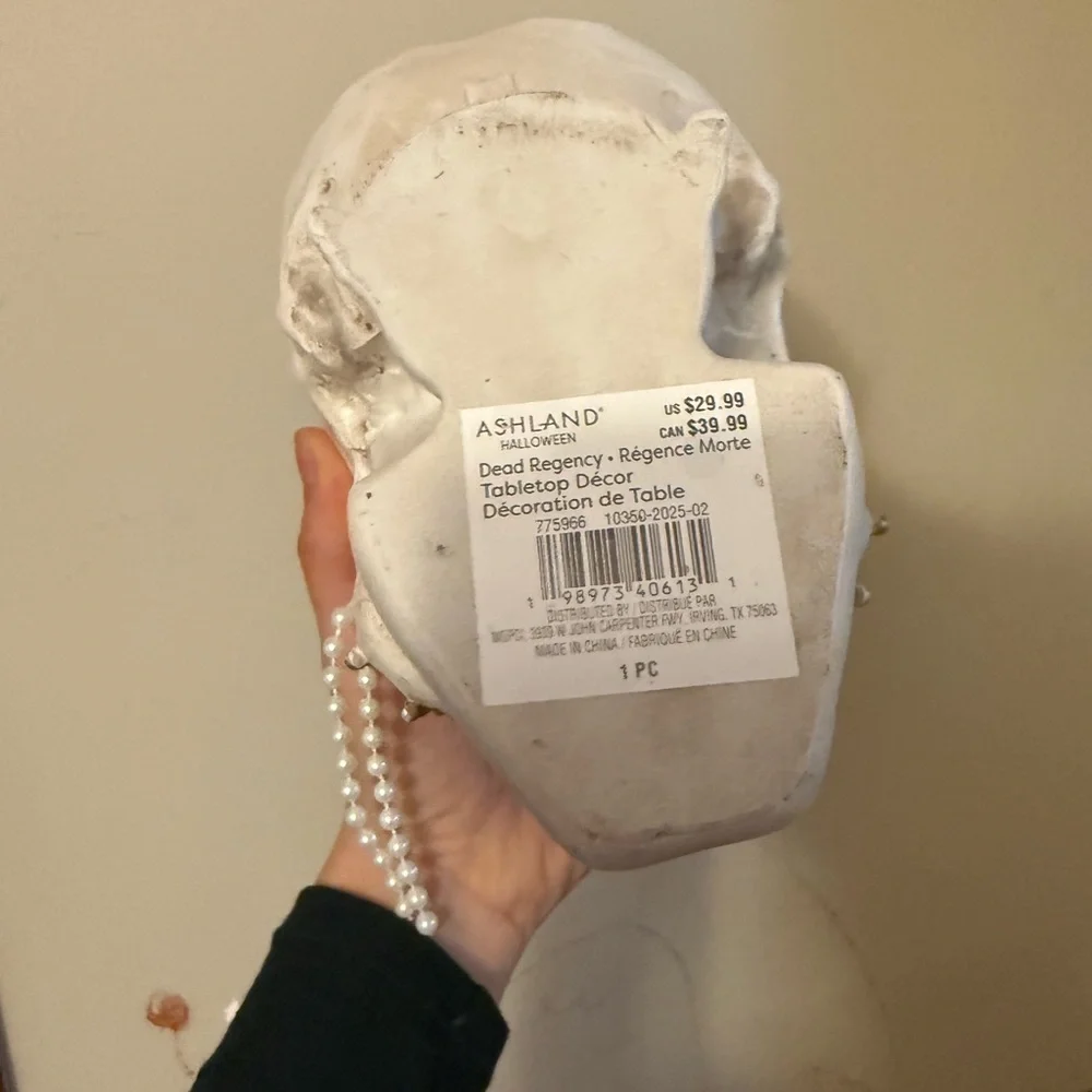 Embellished Decorative Skull Accent - White with Silver Beading NEW - Picture 4 of 4